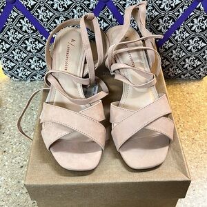 NWB Anthropologie Ankle Tie Block Heel Sandals